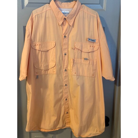 Columbia PFG Fishing Shirt Men’s XXL Peach Short Sleeve Hiking Vacation, Utility - Picture 1 of 10